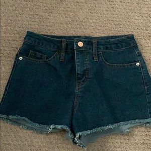 high rise denim shorts